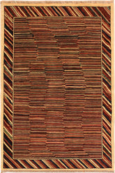 handmade Modern Gabbeh Blue Red Hand Knotted RECTANGLE 100% WOOL area rug 3  x 5